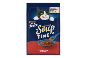 Корм консервированный дополнительный для взрослых котов с говядиной Суп Felix д/п 48г