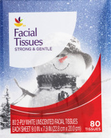Ahold Facial Tissues Strong & Gentle 2-Ply White Unscented - 80 CT