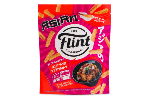 Сухарики пшеничные Курица терияки 60г + соус пастеризованный Кари 15г Asian Flint д/п 75г