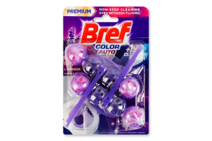 Средство для чистки унитаза твердый туалетный блок Лаванда Color auto active Premium Bref 2х50г