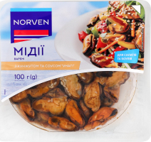 Мидии вареные с кунжутом и соусом Унаги Norven лоток 100г