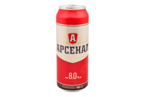 Пиво 480мл 8% светлое пастеризованное Крепкое Арсенал ж/б