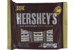 HERSHEY'S Milk Chocolate with Almonds Bars, 6 Count, 8.7 oz