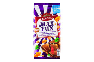 Шоколад молочний Іскриста карамель-желейні цукерки-печиво Max Fun Корона м/у 150г