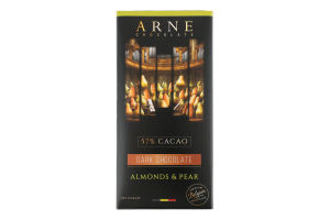 Шоколад 57% чорний зі шматочками мигдалю та груші Pear symphony Arne к/у 100г