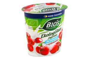 Йогурт 3.1% органічний безлактозний з вишнею Bios ст 125г