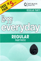 Leggs Everday Q Off Black Sheer Toe Regular Pantyhose - 5 CT