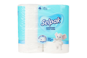 Папір туалетний 2-х шаровий Comfort Selpak 4шт