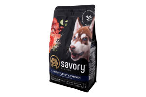 Корм сухий Fresh Turkey&Chicken Junior Large Savory м/у 3кг