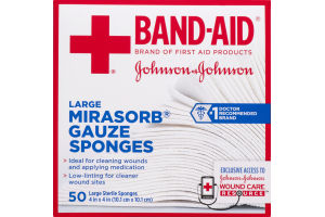 Band-Aid Large Mirasorb Gauze Sponges - 50 CT