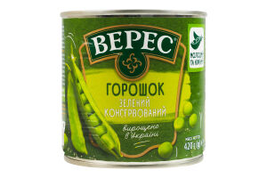 Горошок зелений мозкових сортів консервований стерилізований Верес в/с з/б 420г