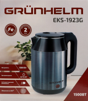 Електрочайник дисковий 1,8л сірий метал Grunhelm