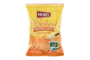 Herr's Oven Baked & Gluten Free Ripple Cut Potato Crisps Aged Cheddar