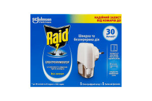 Электрофумигатор + жидкость против комаров 30 ночей Без запаха Raid 2шт