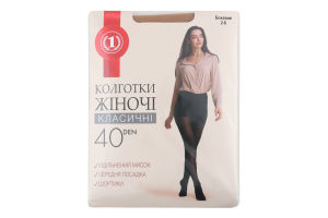 Колготи жіночі бежеві 40ден р.2 ТМ "1"