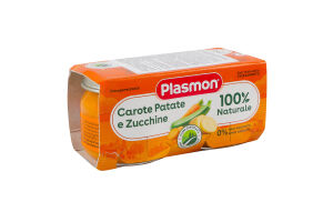 Пюре овощное для детей от 6мес гомогенизированное стерилизованное Морковь-картофель-цуккини Plasmon с/б 2х80г