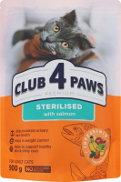 Корм д/дорослих стерилізованих котів Premium з лососем сухий 900г Club 4 Paws