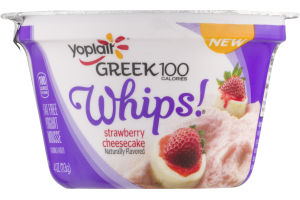 Yoplait Greek 100 Whips! Fat Free Yogurt Mousse Strawberry Cheesecake