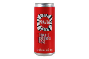 Пиво 0.33л 6.1% светлое нефильтрованное непастеризованное Tomato Beetroot Gose Pravda ж/б