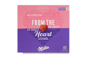 Цукерки з кремово-полуничною начинкою в молочному шоколаді Heart Milka к/у 5х22г