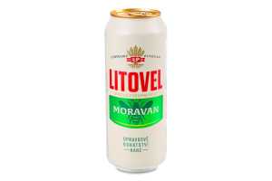 Пиво 0.5л 4.6% світле фільтроване пастеризоване Moravan Litovel з/б