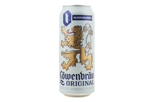 Пиво 0.5л 0.5% безалкогольное светлое пастеризованное Original Löwenbräu ж/б