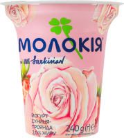 Йогурт 2% с наполнителем фруктовым пастеризованным Земляника-роза Молокія ст 240г