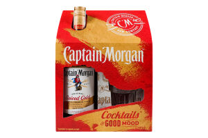 Набор Напиток алкогольный 1л 35% на основе карибского рома Spiced gold + 1 стакан 340мл Captain Morgan к/у 2шт