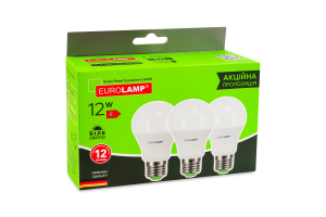 Лампа светодиодная 12W E27 4000K Eurolamp 3шт