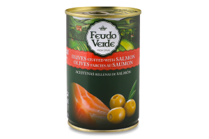 Оливки зелені з лососем консервовані пастеризовані Feudo Verde з/б 300г