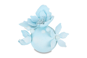 Куля новорічна Квітка синя пластик 8см КМ