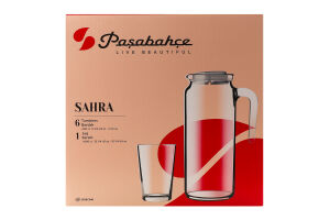 Набір Сара Глечик 1л з кришкою+Склянка д/води 200мл 6шт Pasabahce