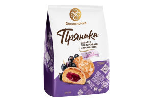 Пряники заварные глазированные с начинкой Со вкусом черной смородины Dесняночка м/у 300г