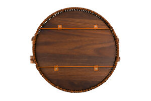 Таця плетена з ручками бамбукове дно 25см