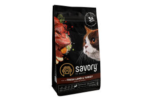Корм сухой для взрослых котов Fresh Lamb&Turkey Savory м/у 400г