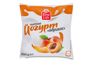 Йогурт 1.4% питний з наповнювачем фруктовим пастеризованим Абрикос Fine Life м/у 400г