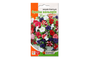 Насіння Квіти Петунія гігантська Суміш кольорів 0,015г Яскрава