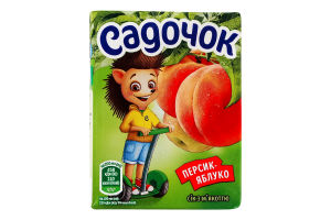 Сок с мякотью пастеризованный Персик-яблоко Садочок т/п 200мл