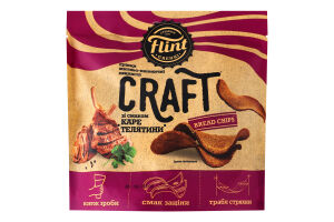 Гренки ржано-пшеничные волнистые Каре телятины Craft Bread chips Flint д/п 80г