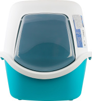 Туалет д/котів Віко бірюзово-білий пластик закритий з дверима 40*40*56см Тріксі