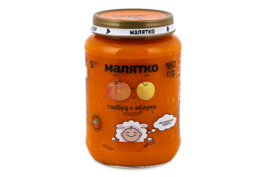 Пюре для детей от 5мес Тыква-Яблоко Малятко с/б 180г