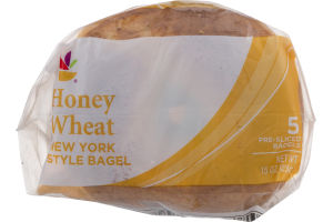 Ahold Honey Wheat New York Style Bagel - 5 CT