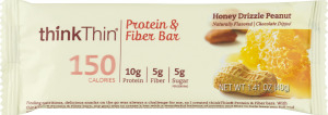 thinkThin Protein & Fiber Bar Honey Drizzle Peanut
