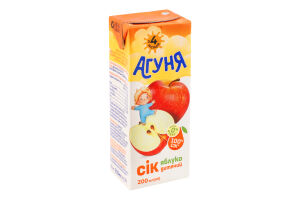 Сок для детей от 4мес восстановленный осветленный стерилизованный Яблоко Агуня т/п 200мл