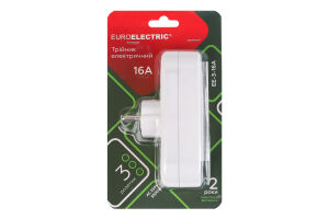 Тройник электрический 3500W AC 250V №EE-3-16A Euroelectric 1шт