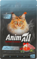 Корм д/котів з лососем білою рибою та свіжою індичкою сухий 400г AnimAll