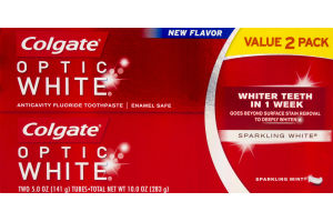 Colgate Anticavity Fluoride Toothpaste Optic White Sparkling White - 2 PK