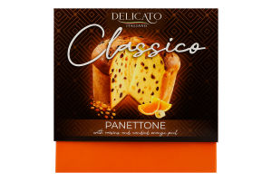 Панеттоне із зацукрованою апельсиновою цедрою та родзинками Delicato к/у 500г