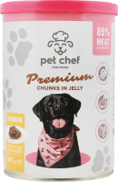Корм д/дорослих собак Premium шматочки з куркою в желе 415г ж/б Pet Chef