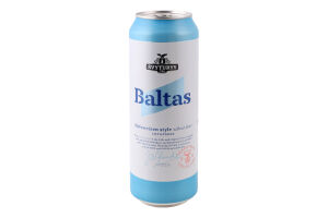 Пиво 568мл 5% светлое пшеничное нефильтрованное пастеризованное Baltas Svyturys ж/б